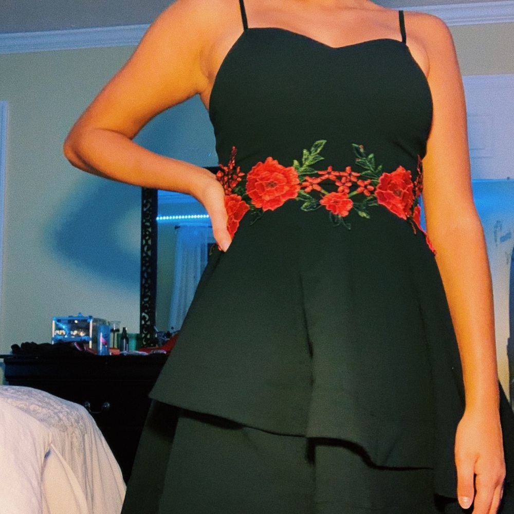 Black dress with rose detailing size 0